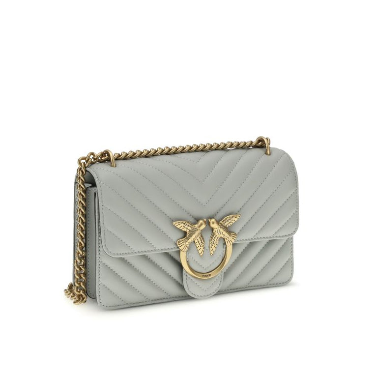Sac bandoulière Bos Taurus en cuir de veau gris Pinko