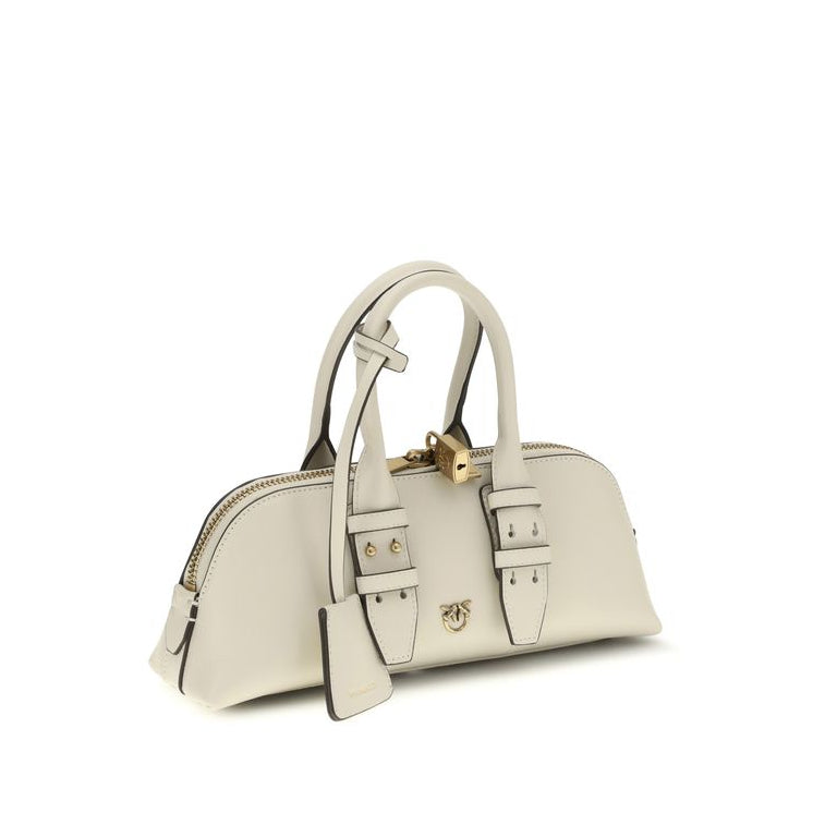 Sac à main Bos Taurus en cuir de veau beige Pinko