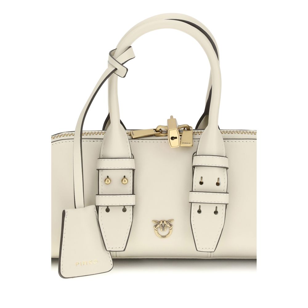 Sac à main Bos Taurus en cuir de veau beige Pinko