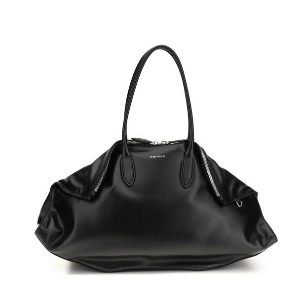 Bolso bandolera Bos Taurus de piel de becerro negra Alexander McQueen