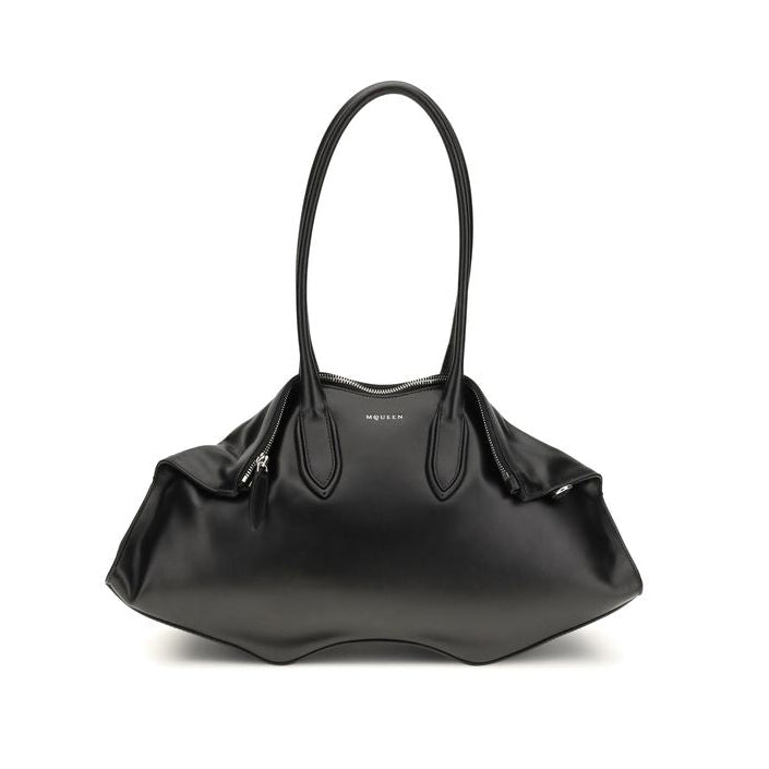 Bolso bandolera Alexander McQueen de piel de becerro negra Bos Taurus