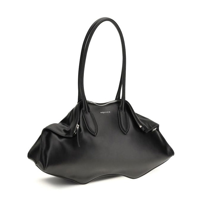 Bolso bandolera Alexander McQueen de piel de becerro negra Bos Taurus