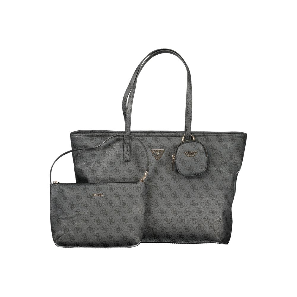 Bolso de mano de poliuretano gris Guess