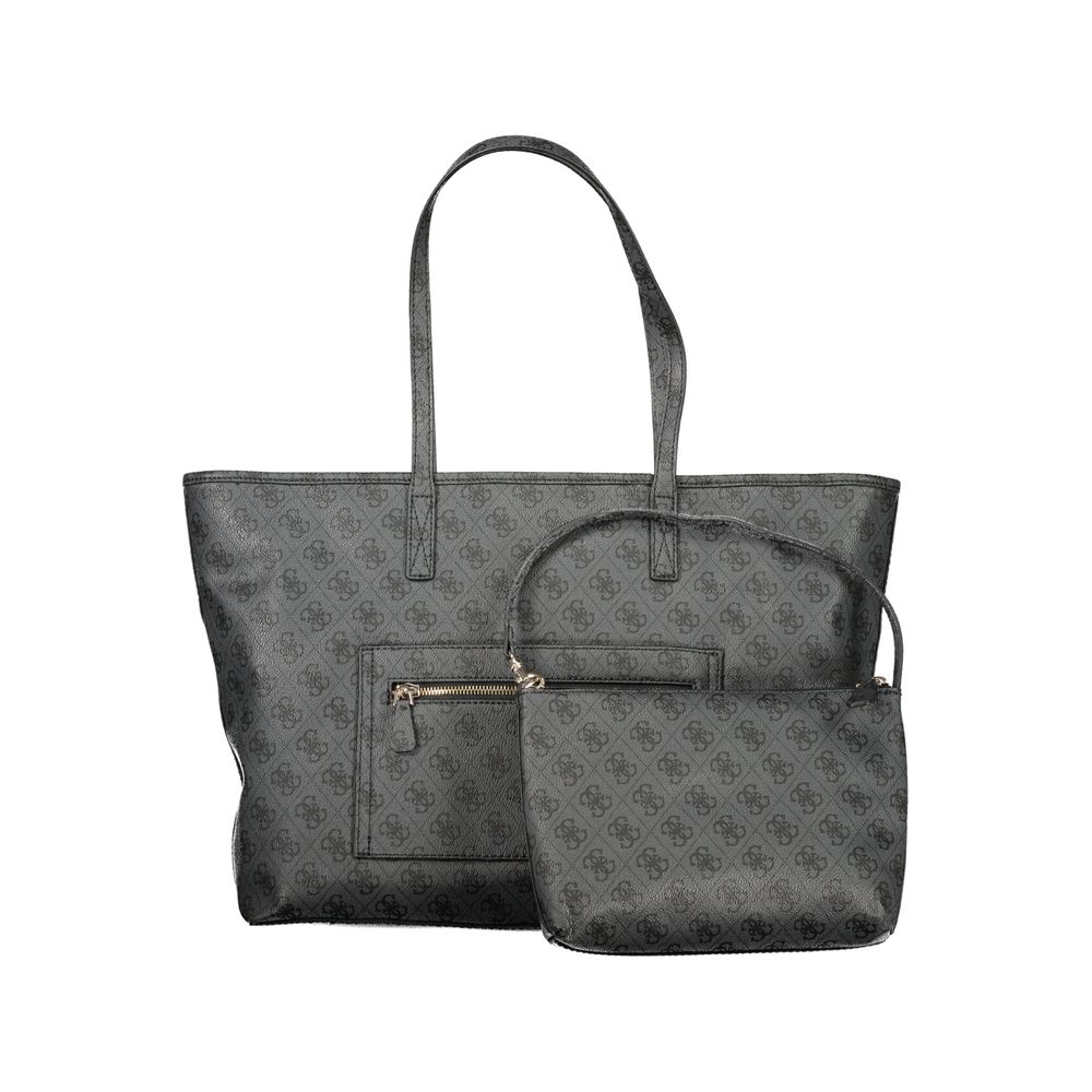 Bolso de mano de poliuretano gris Guess