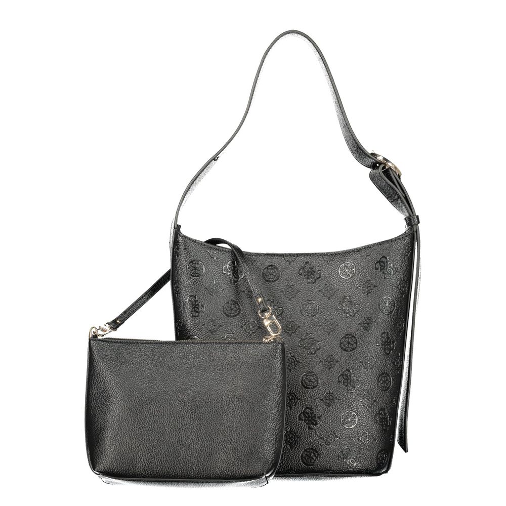 Sac seau en polyuréthane noir Guess