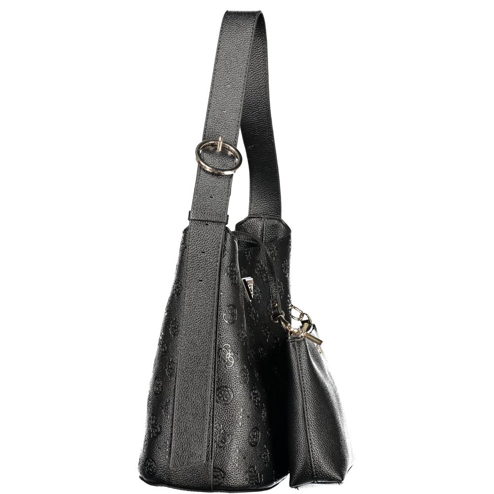 Sac seau en polyuréthane noir Guess