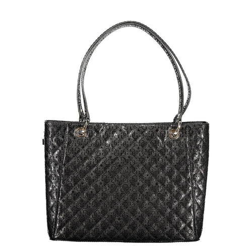 Bolso de mano de poliuretano negro para mujer