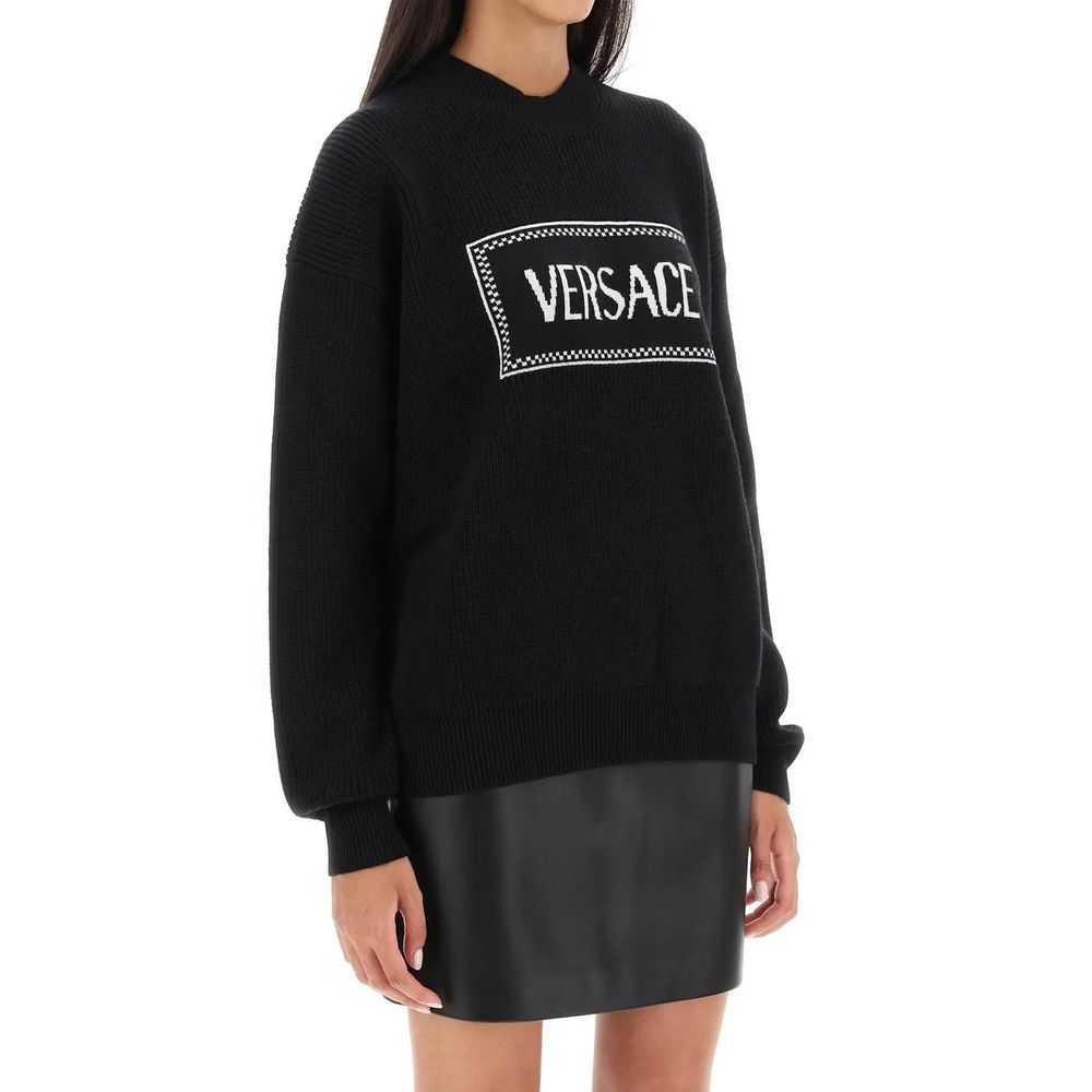 Pull en laine noire Versace