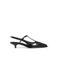 Black Calfskin Mid Heel Pumps