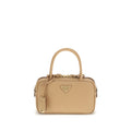 Bolso de mano Prada Bos Taurus de piel de becerro beige
