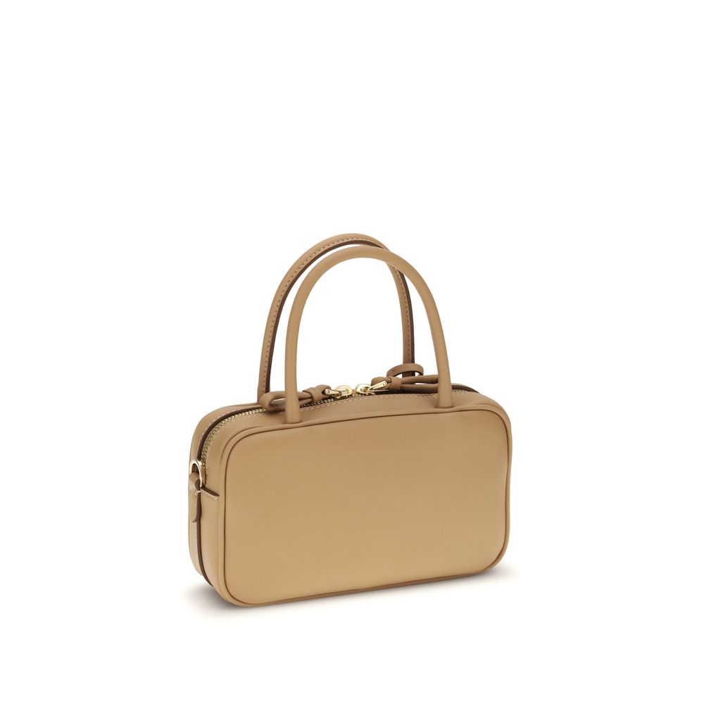Bolso de mano Prada Bos Taurus de piel de becerro beige