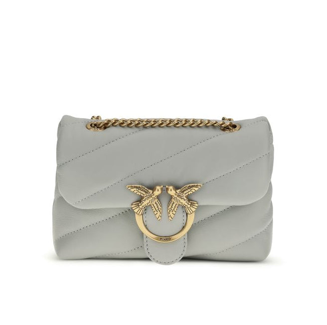 Sac bandoulière Bos Taurus en cuir de veau gris Pinko