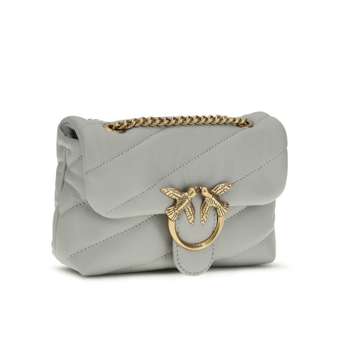Sac bandoulière Bos Taurus en cuir de veau gris Pinko