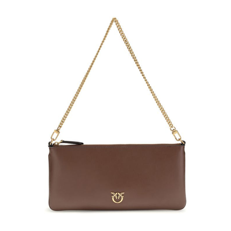Brown Calf Leather Bos Taurus Shoulder Bag Pinko
