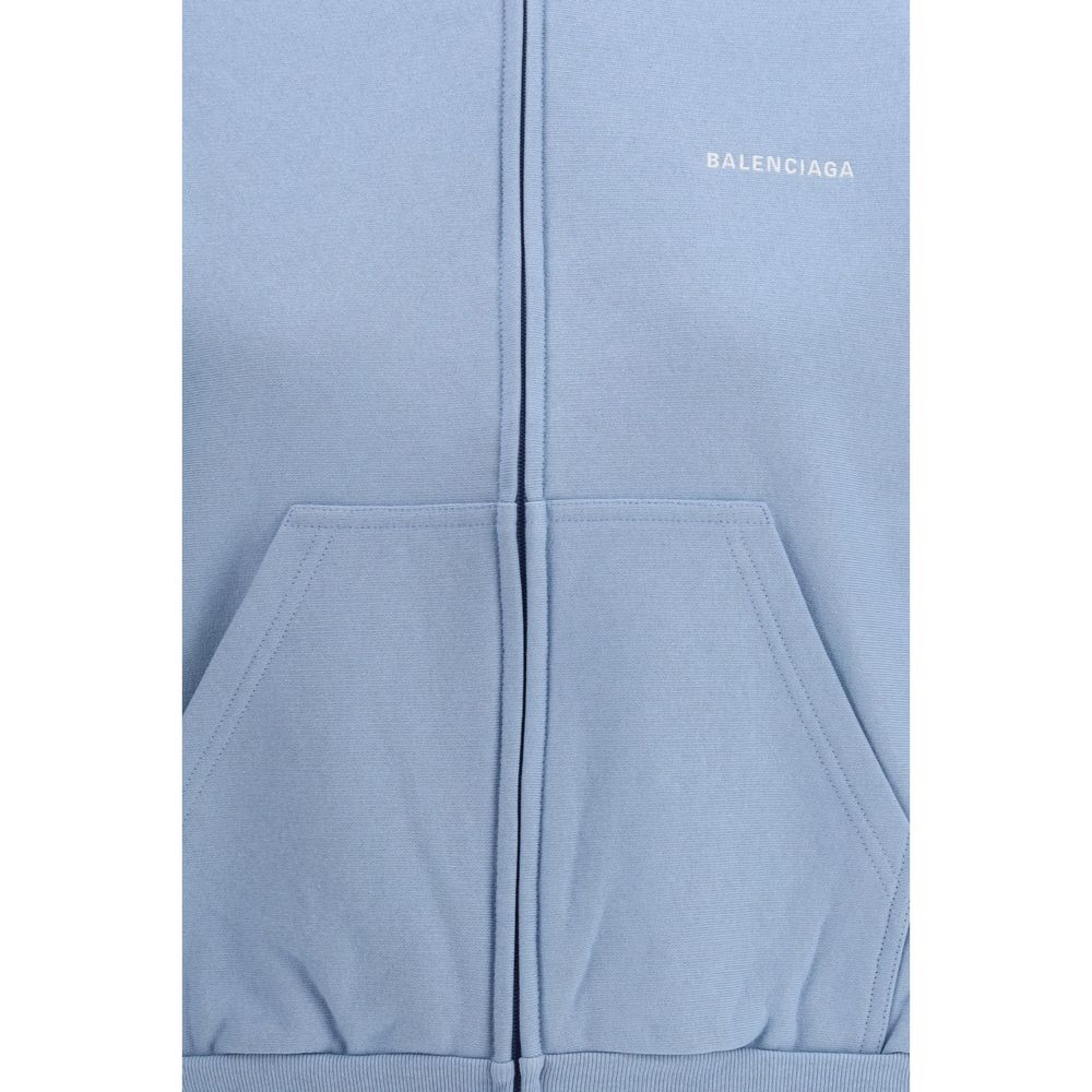 Sweat à capuche bleu en coton Balenciaga