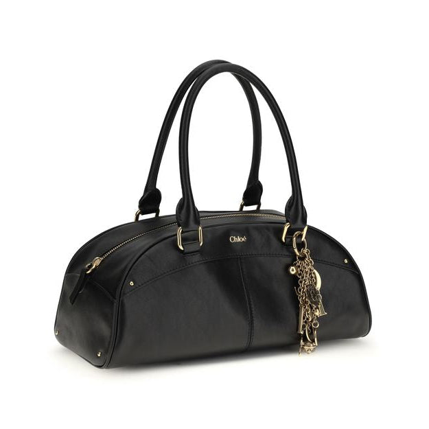 Sac à main Bos Taurus en cuir de veau noir Chloé