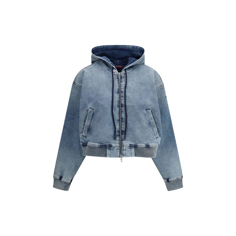 Sweat zippé à capuche bleu en coton Diesel