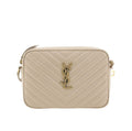 Sac bandoulière Bos Taurus en cuir de veau beige Saint Laurent