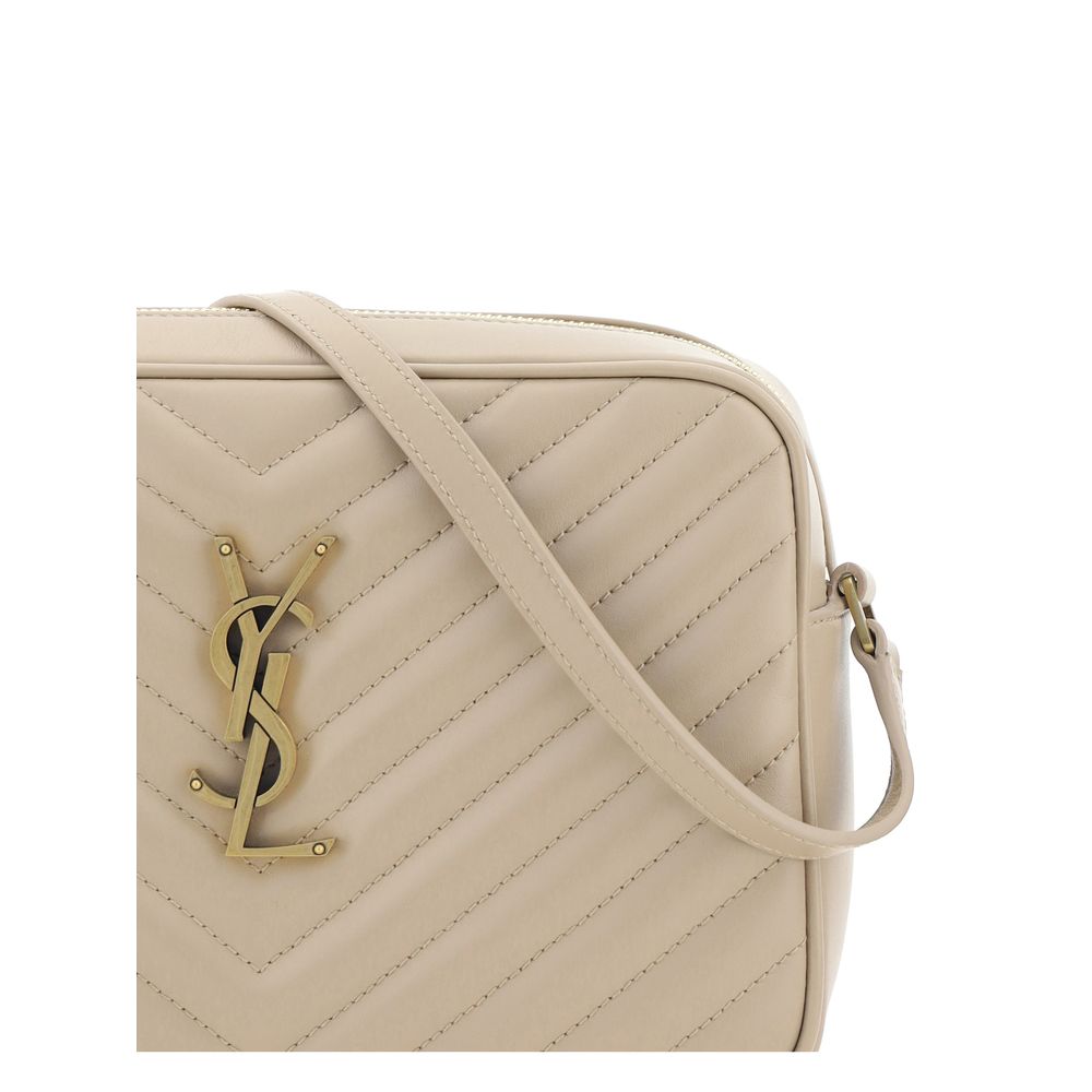 Sac bandoulière Bos Taurus en cuir de veau beige Saint Laurent