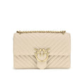 Sac bandoulière Bos Taurus en cuir de veau beige Pinko