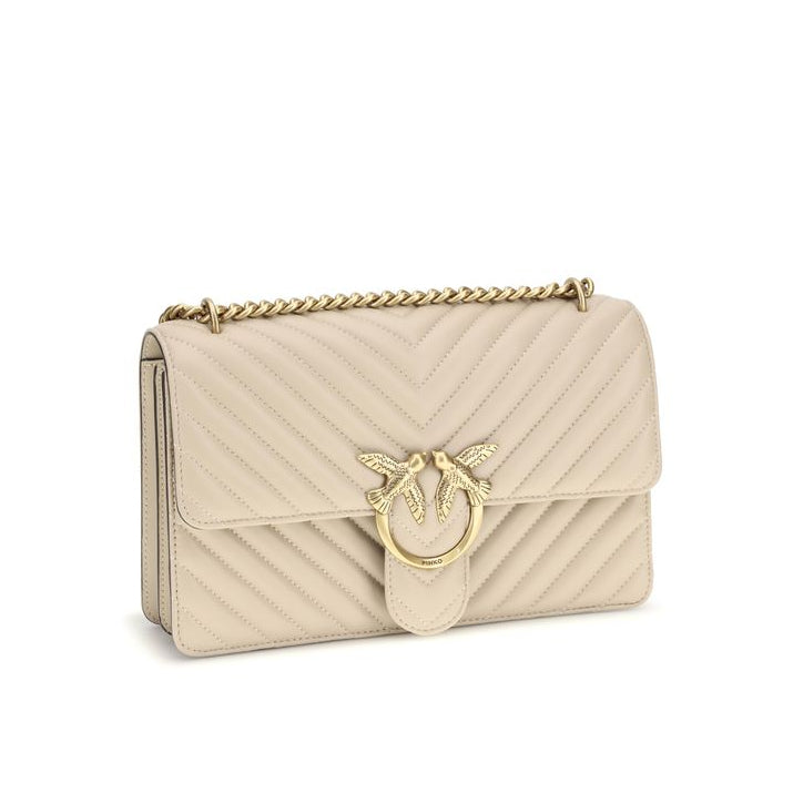 Sac bandoulière Bos Taurus en cuir de veau beige Pinko