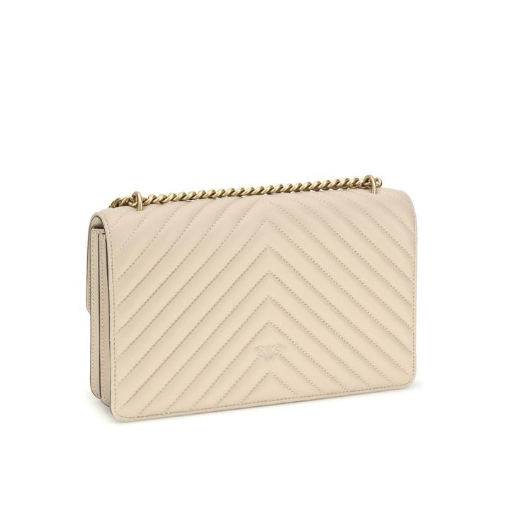 Sac bandoulière Bos Taurus en cuir de veau beige Pinko