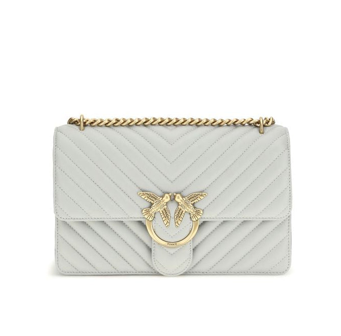 Sac bandoulière Bos Taurus en cuir de veau gris Pinko