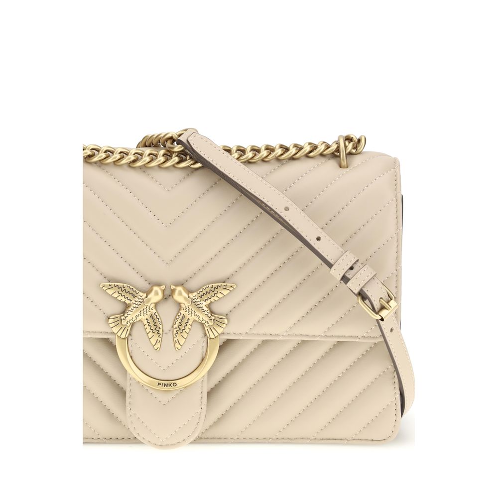 Sac bandoulière Bos Taurus en cuir de veau beige Pinko