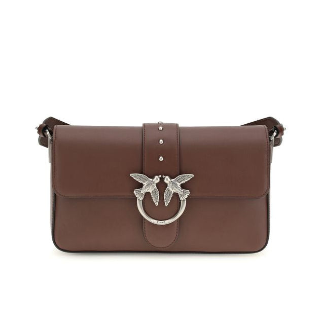 Sac bandoulière en cuir marron Pinko