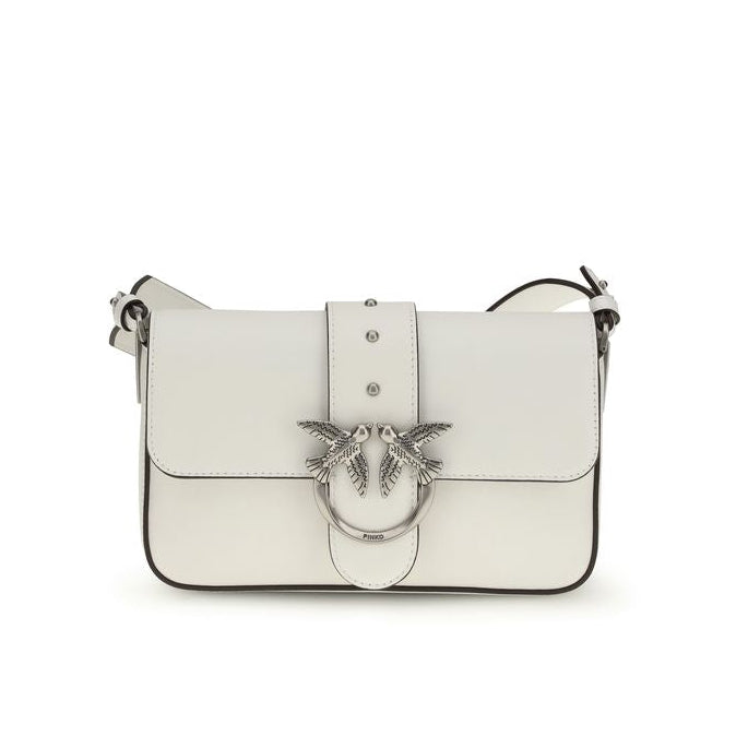 Sac bandoulière Bos Taurus en cuir de veau blanc Pinko