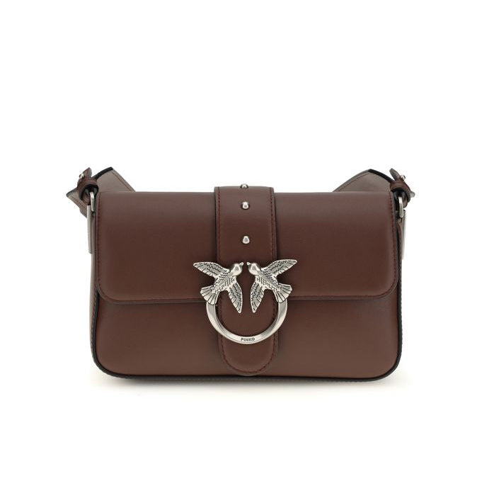 Sac bandoulière Bos Taurus en cuir de veau marron Pinko
