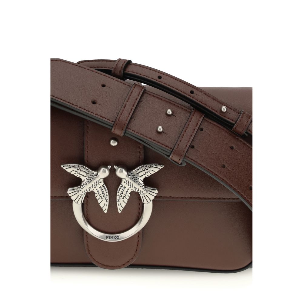 Sac bandoulière Bos Taurus en cuir de veau marron Pinko