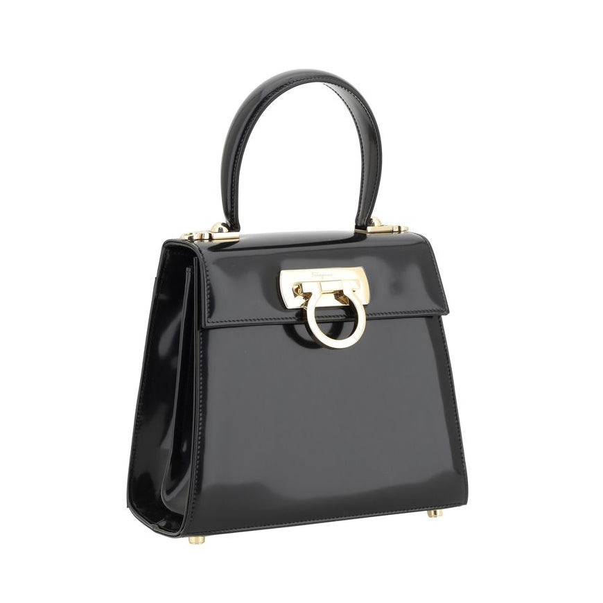 Sac à main Bos Taurus en cuir de veau noir Ferragamo