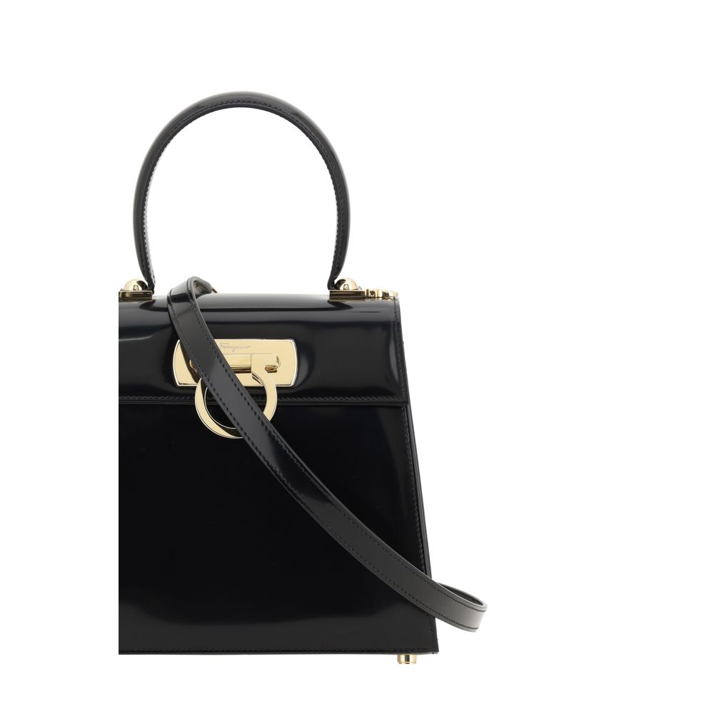 Sac à main Bos Taurus en cuir de veau noir Ferragamo