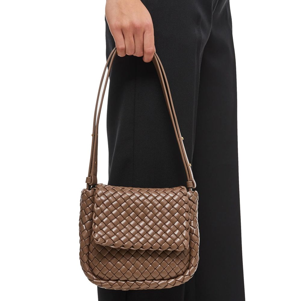 Sac bandoulière en cuir d'agneau marron Bottega Veneta