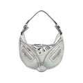 Bolso bandolera de piel de cordero plateada de Versace
