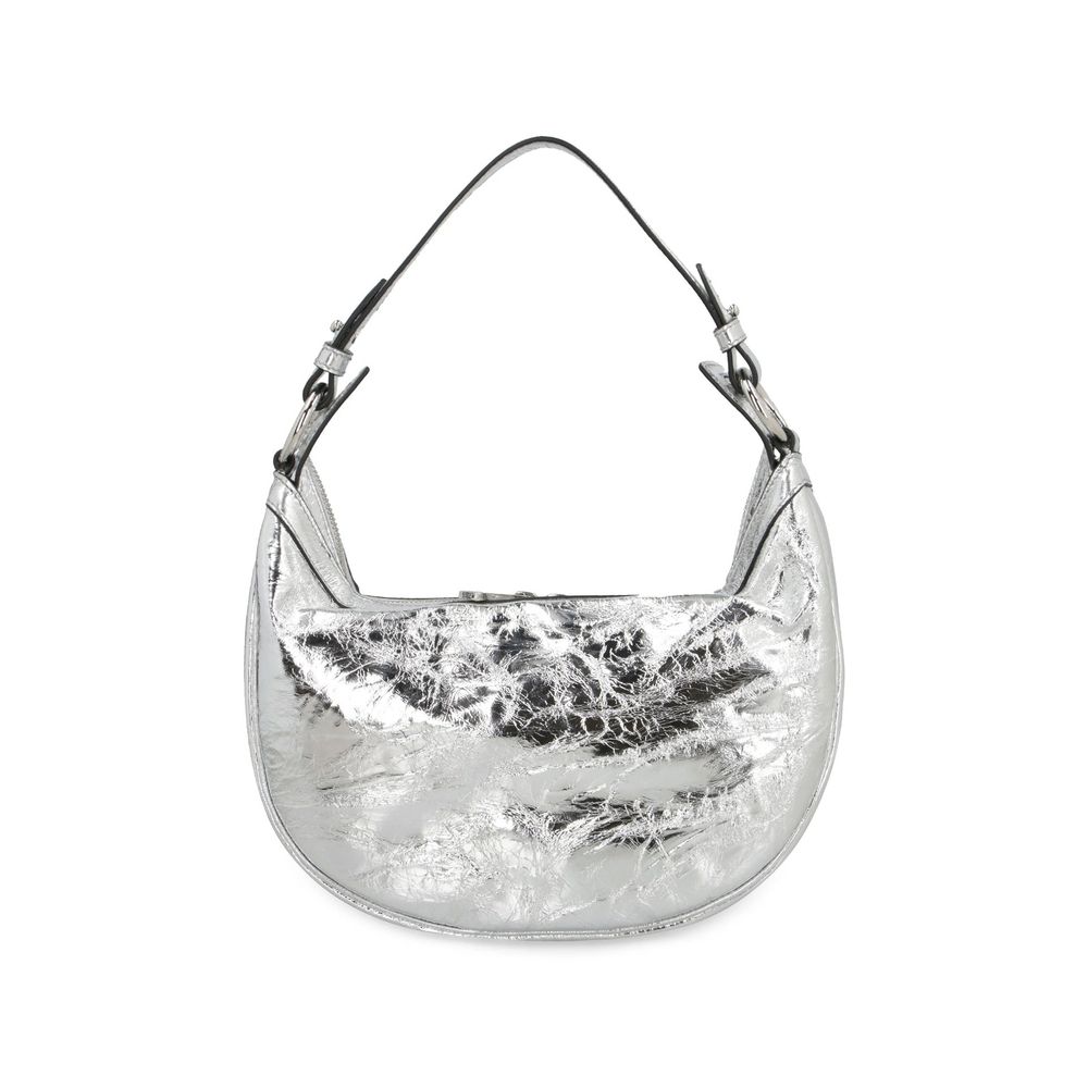 Bolso bandolera de piel de cordero plateada de Versace