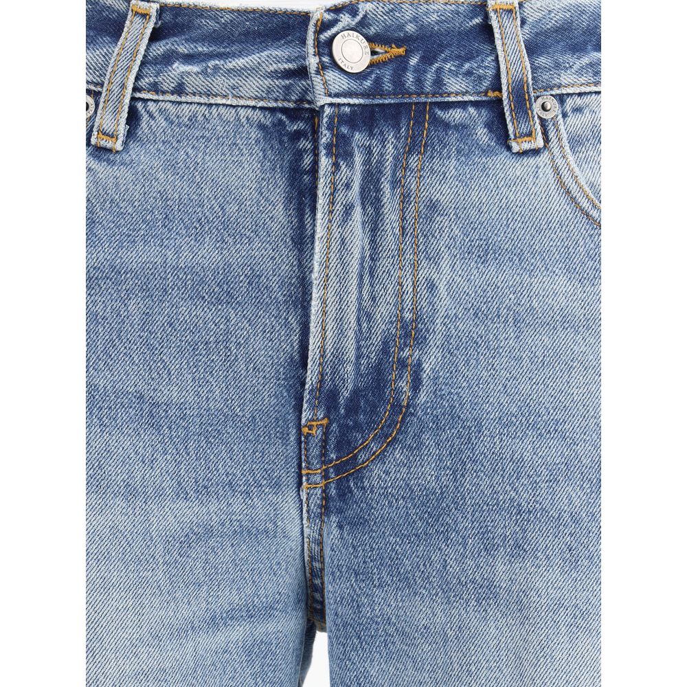 Blue Cotton Flared Jeans
