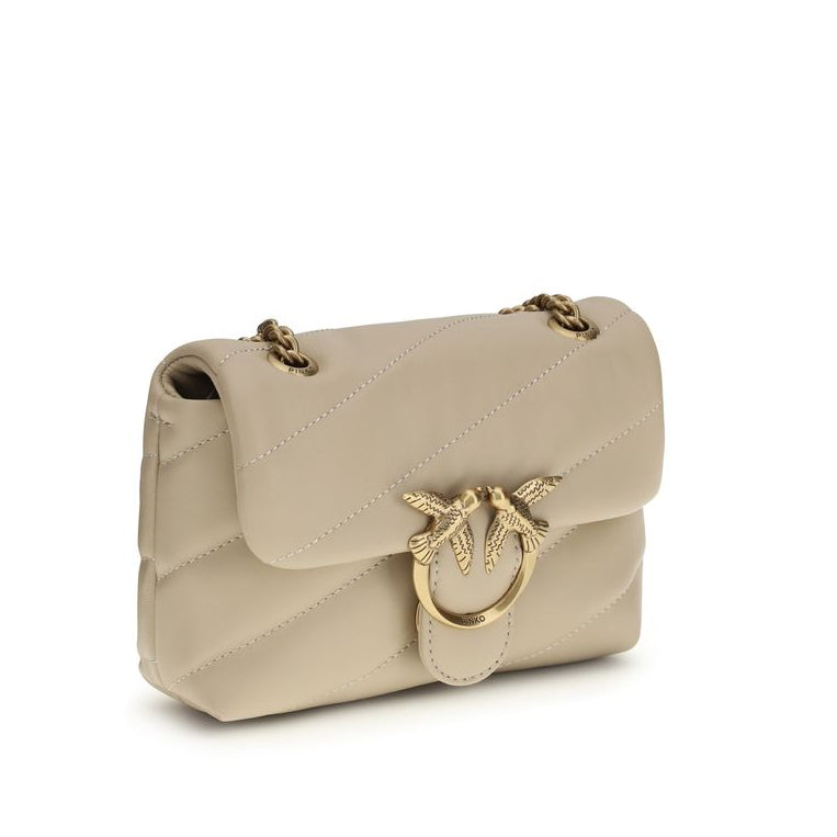Sac bandoulière Bos Taurus en cuir de veau beige Pinko