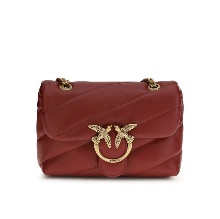 Sac bandoulière Bos Taurus en cuir de veau bordeaux Pinko