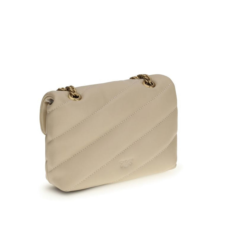Sac bandoulière Bos Taurus en cuir de veau beige Pinko