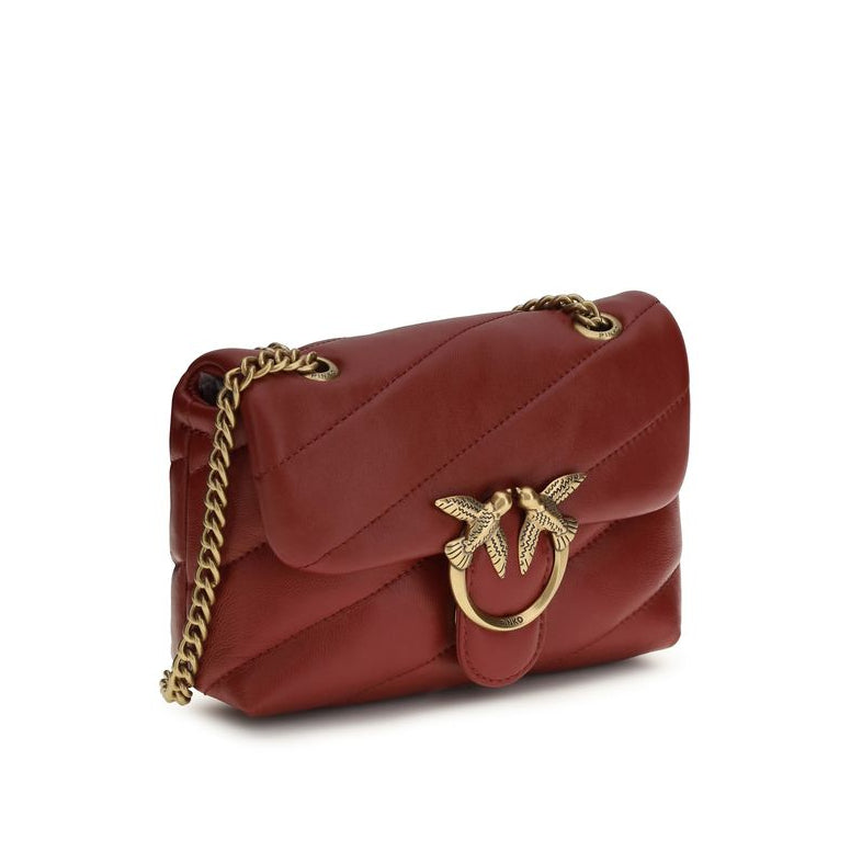 Sac bandoulière Bos Taurus en cuir de veau bordeaux Pinko