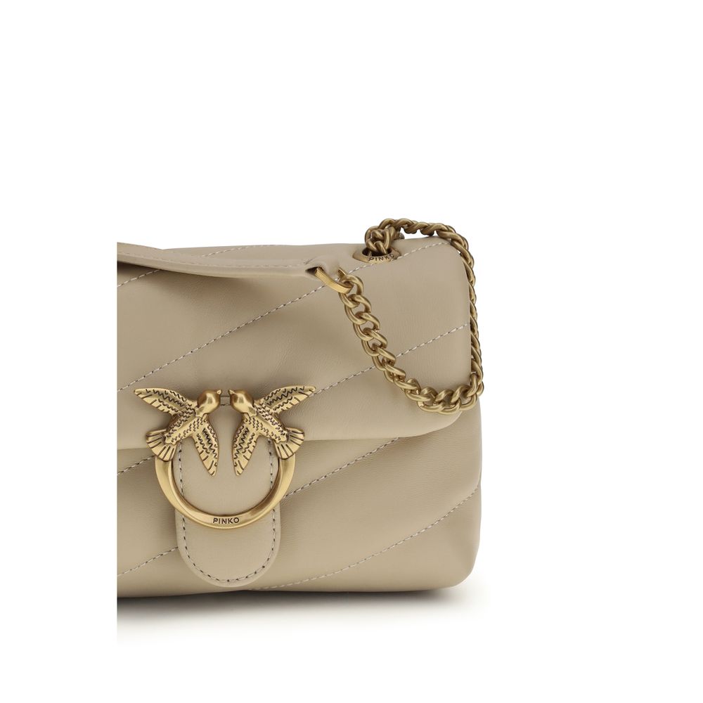 Sac bandoulière Bos Taurus en cuir de veau beige Pinko