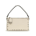 Sac bandoulière Bos Taurus en cuir de veau beige Valentino Garavani