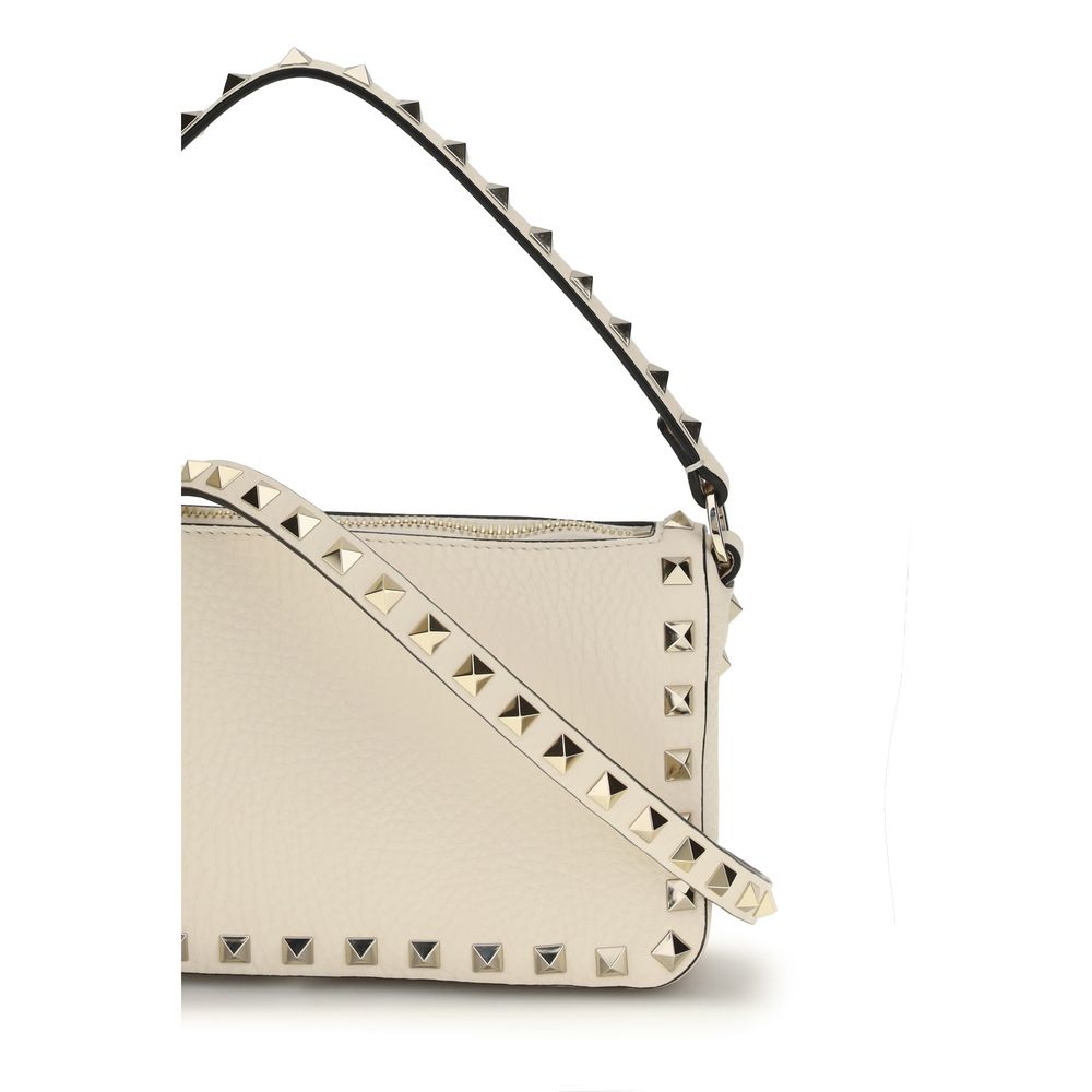 Sac bandoulière Bos Taurus en cuir de veau beige Valentino Garavani