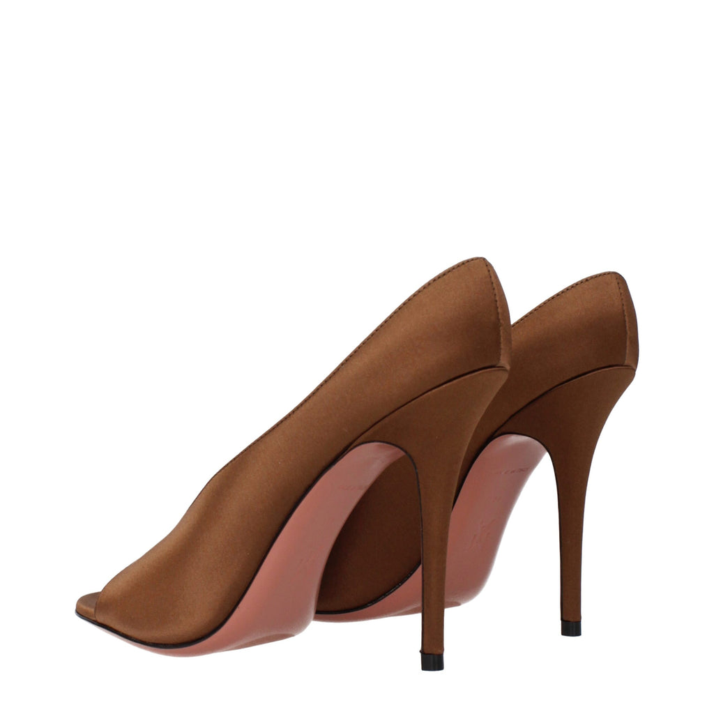Escarpins à talons hauts en satin marron Amina Muaddi