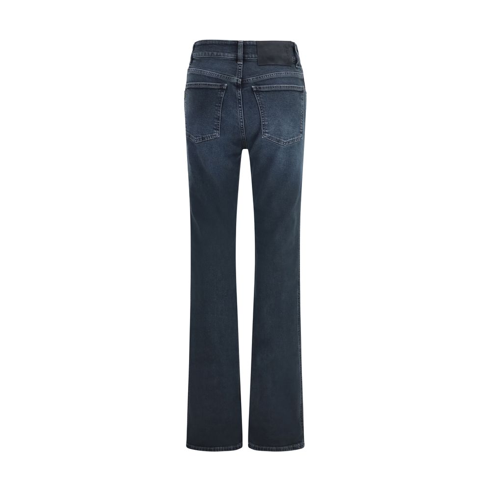 Blue Cotton Flared Jeans