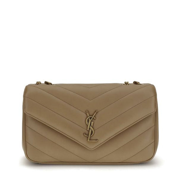 Sac bandoulière Bos Taurus en cuir de veau beige Saint Laurent