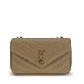 Sac bandoulière Bos Taurus en cuir de veau beige Saint Laurent