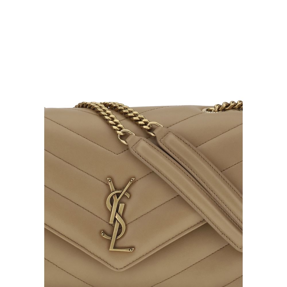 Sac bandoulière Bos Taurus en cuir de veau beige Saint Laurent